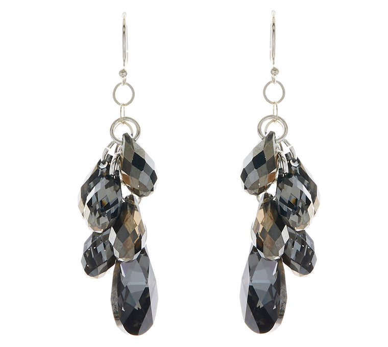 Silver Night Swarovski Crystal Pear Multi-Drop Earrings NEW