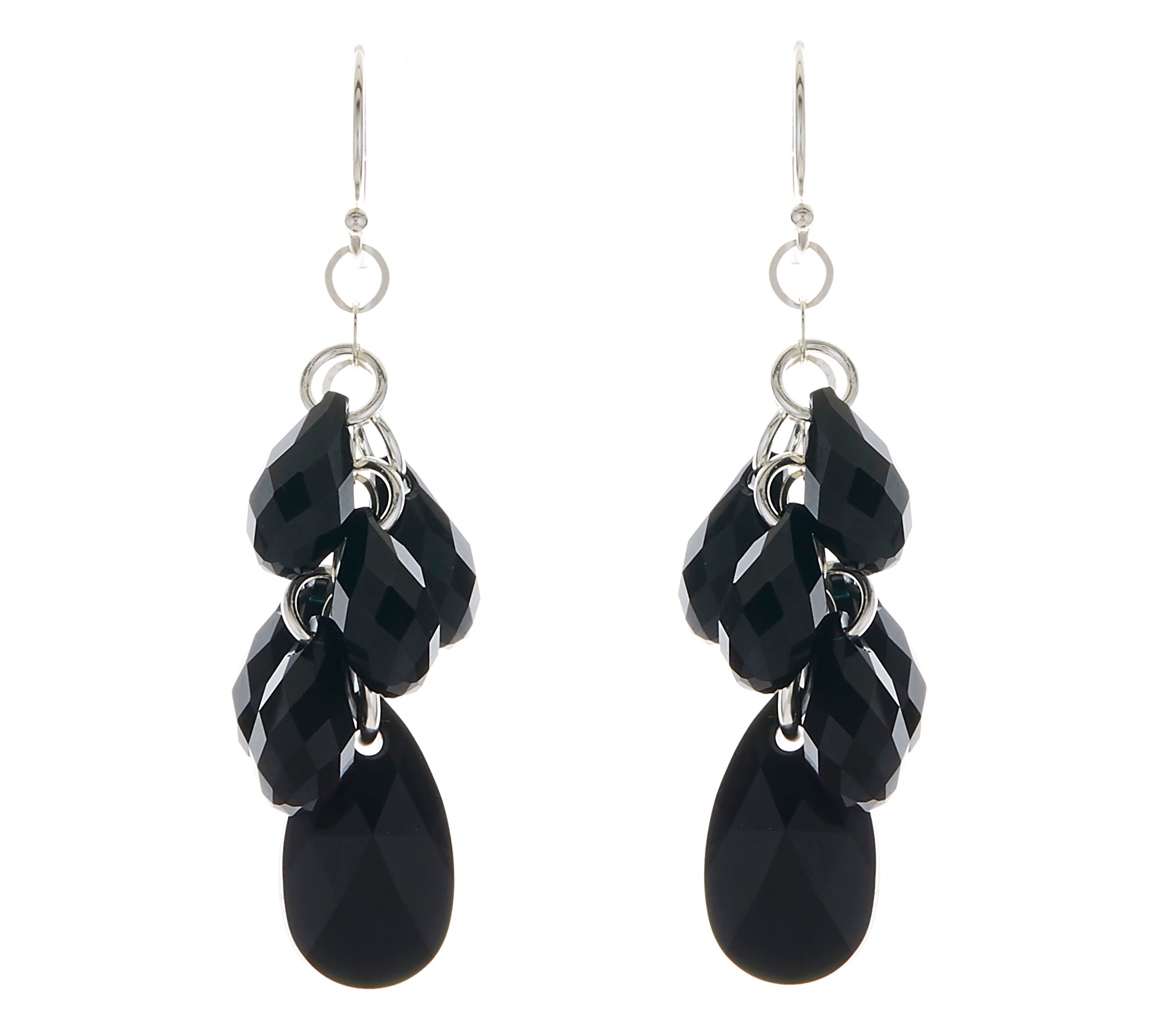 9ct Yellow Gold Whitby Jet Small Cross Heart Drop Earrings E1287 | Handmade  Designer Jewellery