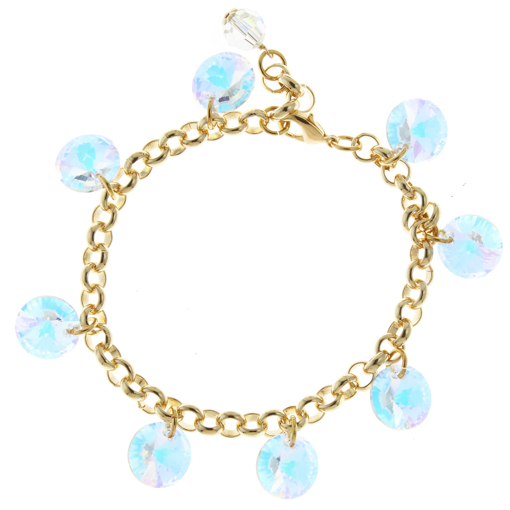 Gold Filled and Crystal AB Swarovski Rivoli Crystal Multi-Drop Bracelet - Bridal
