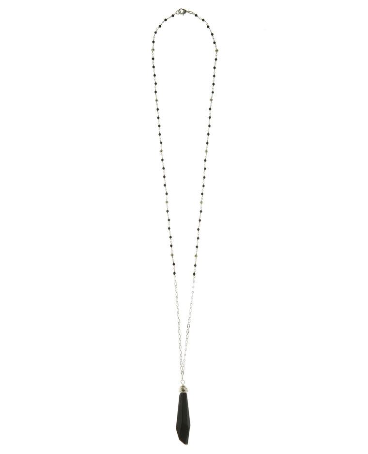 Jet Swarovski Chain with Swarovski Crystal Icicle Pendant Necklace in Sterling Silver or Gold Filled