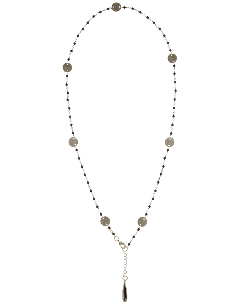Jet Swarovski Crystal & Disc Multi-Wrap Necklace/Bracelet Combo in Sterling Silver or Gold Filled