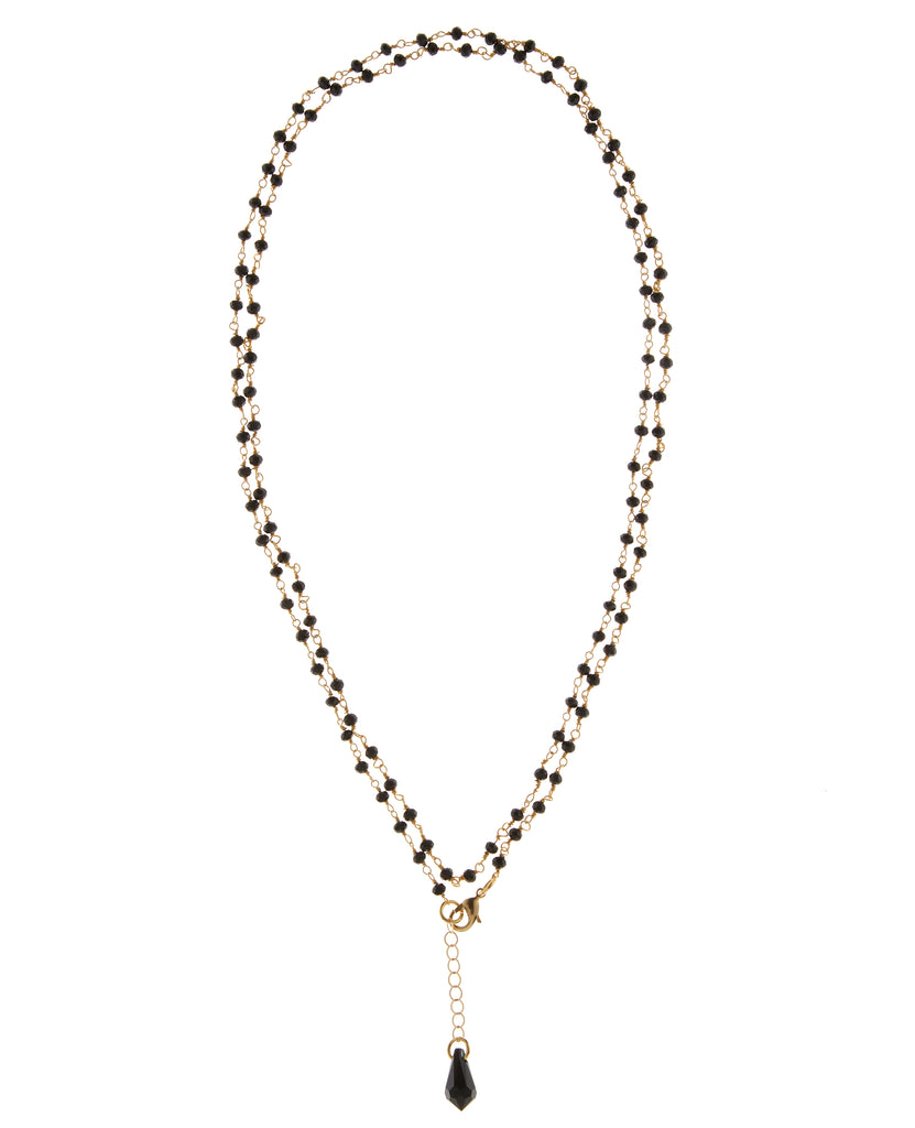 Jet Swarovski Crystal Multi-Wrap Necklace/Bracelet Combo in Sterling Silver or Gold Filled  NEW