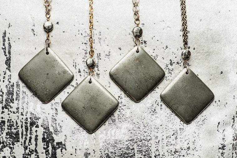 Life Bejeweled Pyrite Diamond Pendant Long Necklace Collection