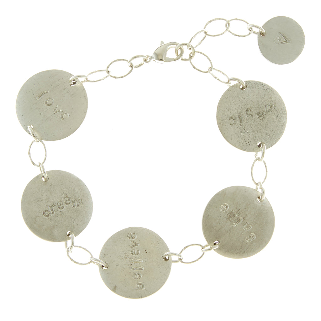 Sterling Silver Multi Link Inspirational Charm Bracelet NEW