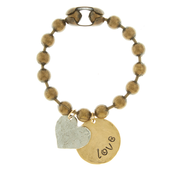 Chunky Ball Chain Inspirational Double Charm Bracelet NEW
