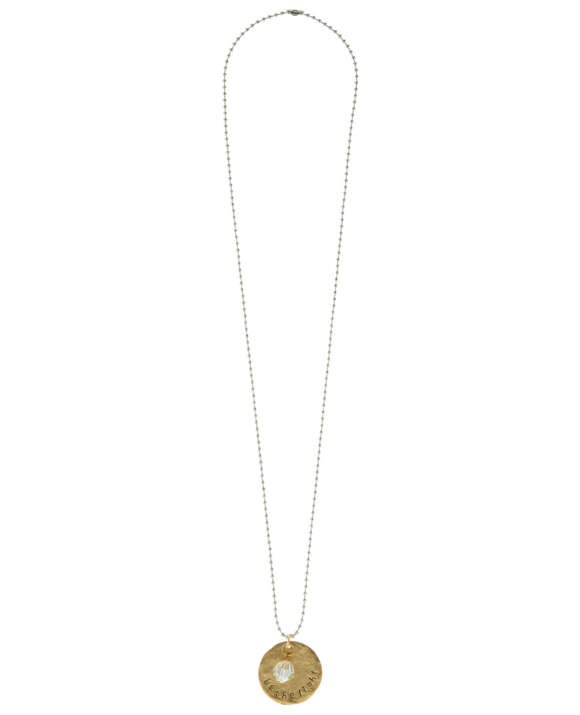 Gold Filled Round Inspirational Charm Necklace with Swarovski Crystal NEW
