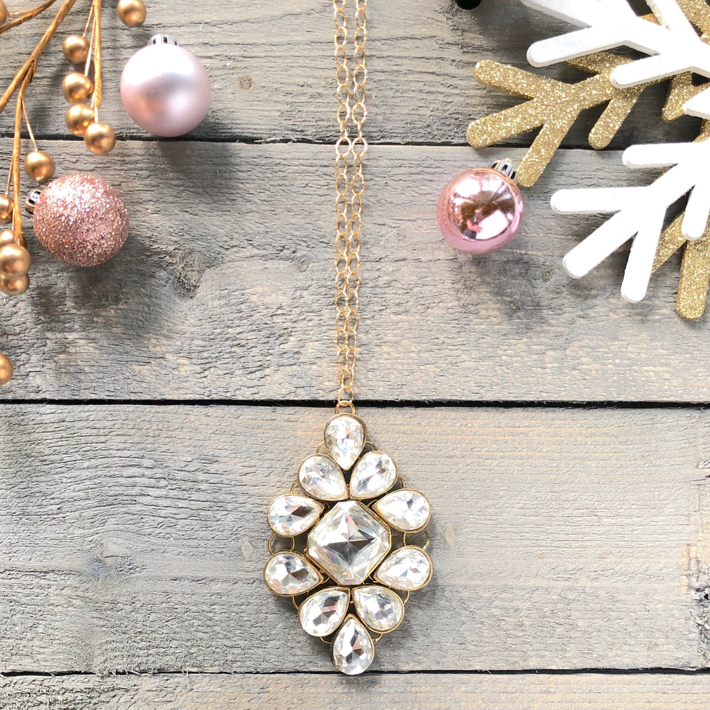 Gold Filled Multi Crystal Link Pendant Necklaces NEW