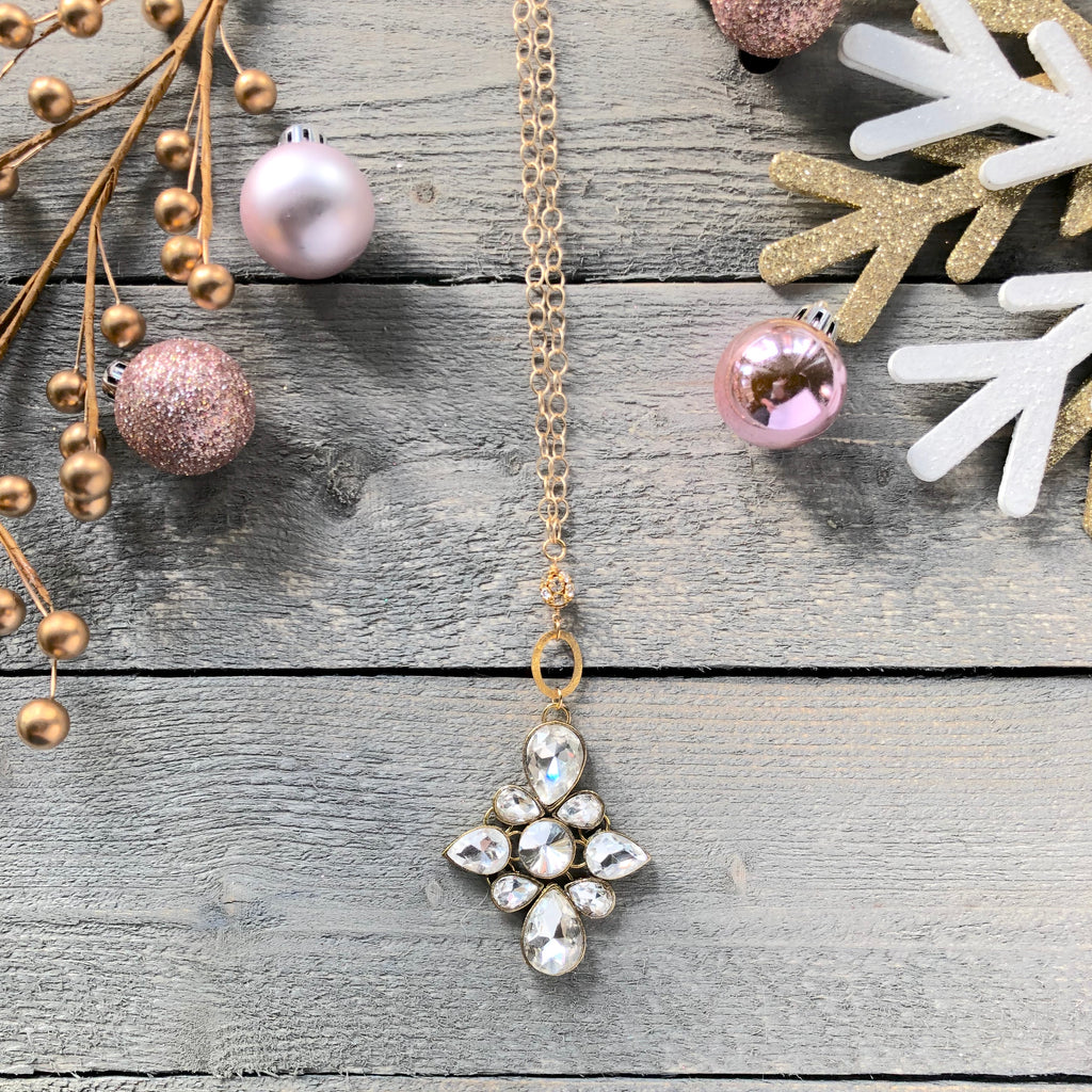 Gold Filled Multi Crystal Link Pendant Necklaces NEW