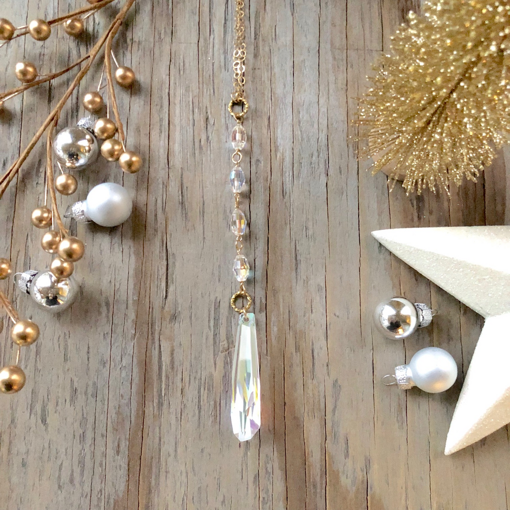 Crystal Long Drop Pendant Necklaces  NEW