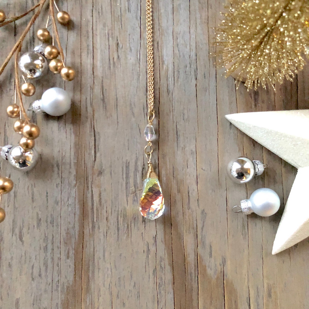 Crystal Long Drop Pendant Necklaces  NEW