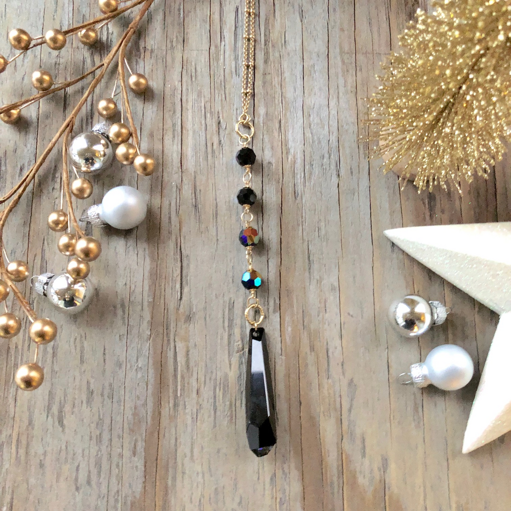 Crystal Long Drop Pendant Necklaces  NEW