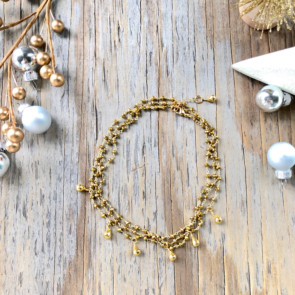 Multi-Wrap Bracelet/Necklace Combo With Crystal Drops NEW