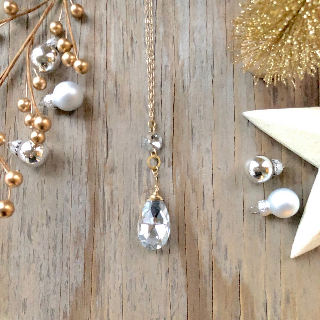 Crystal Long Drop Pendant Necklaces  NEW