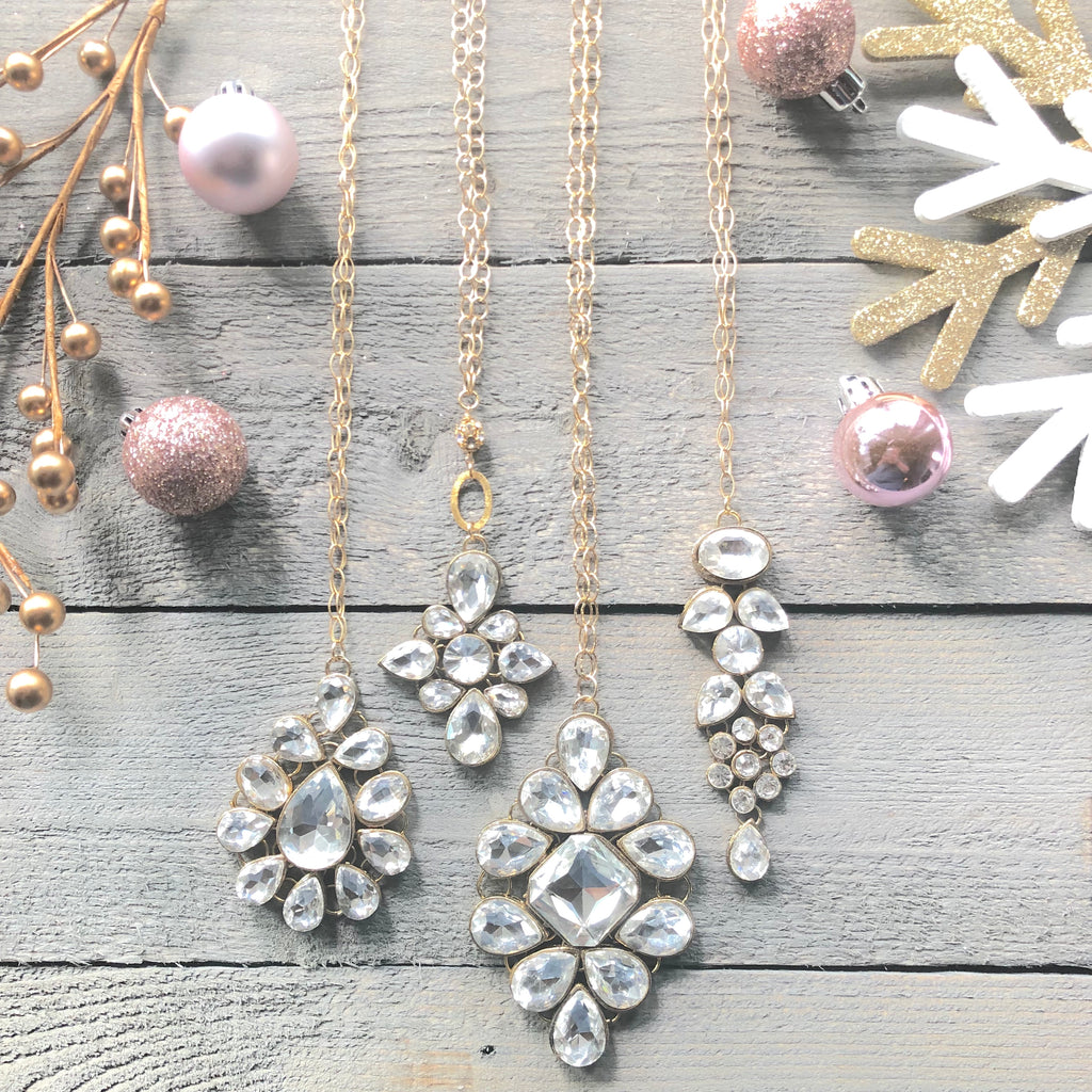 Gold Filled Multi Crystal Link Pendant Necklaces NEW