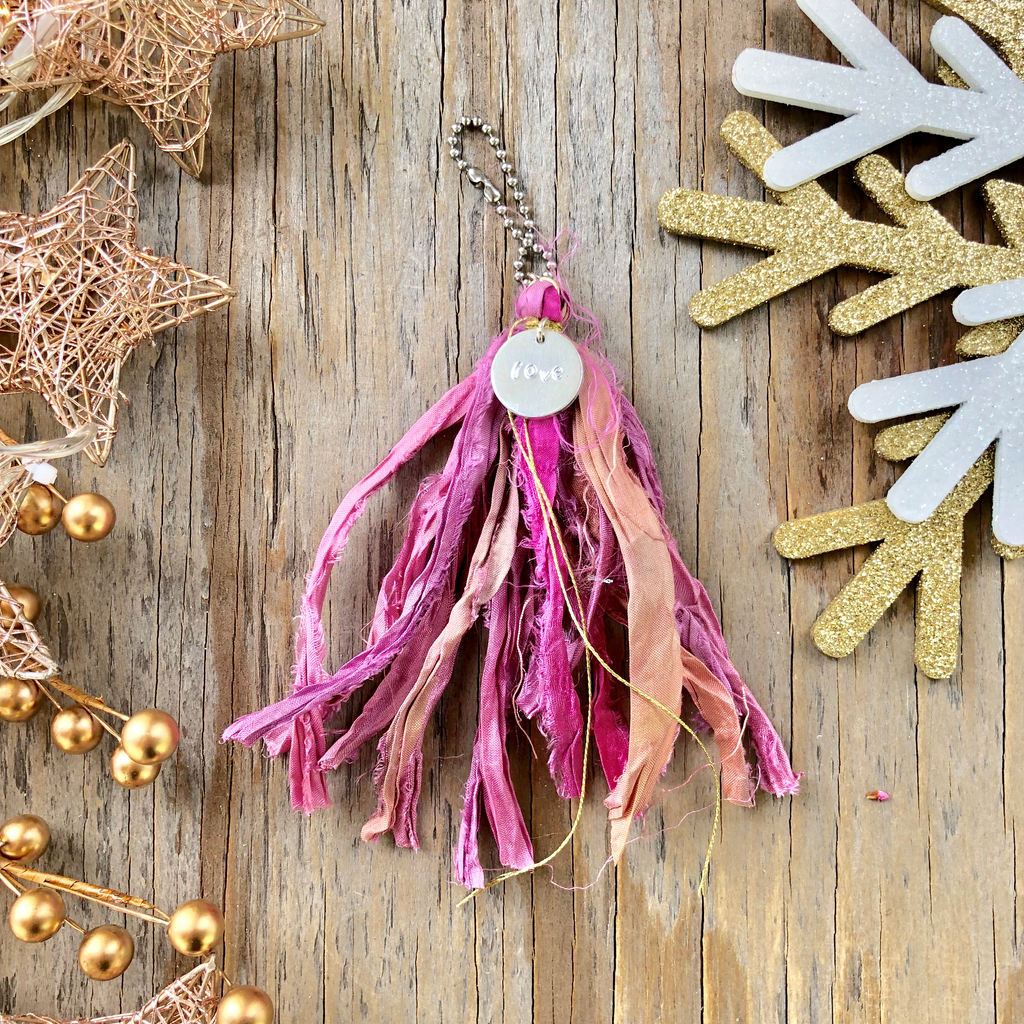 Bright Colored Sari Silk Keychains  NEW