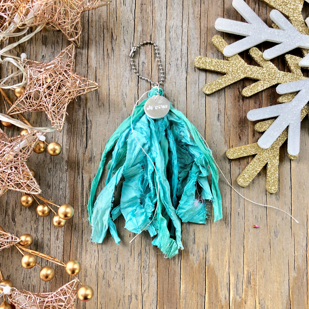 Bright Colored Sari Silk Keychains  NEW