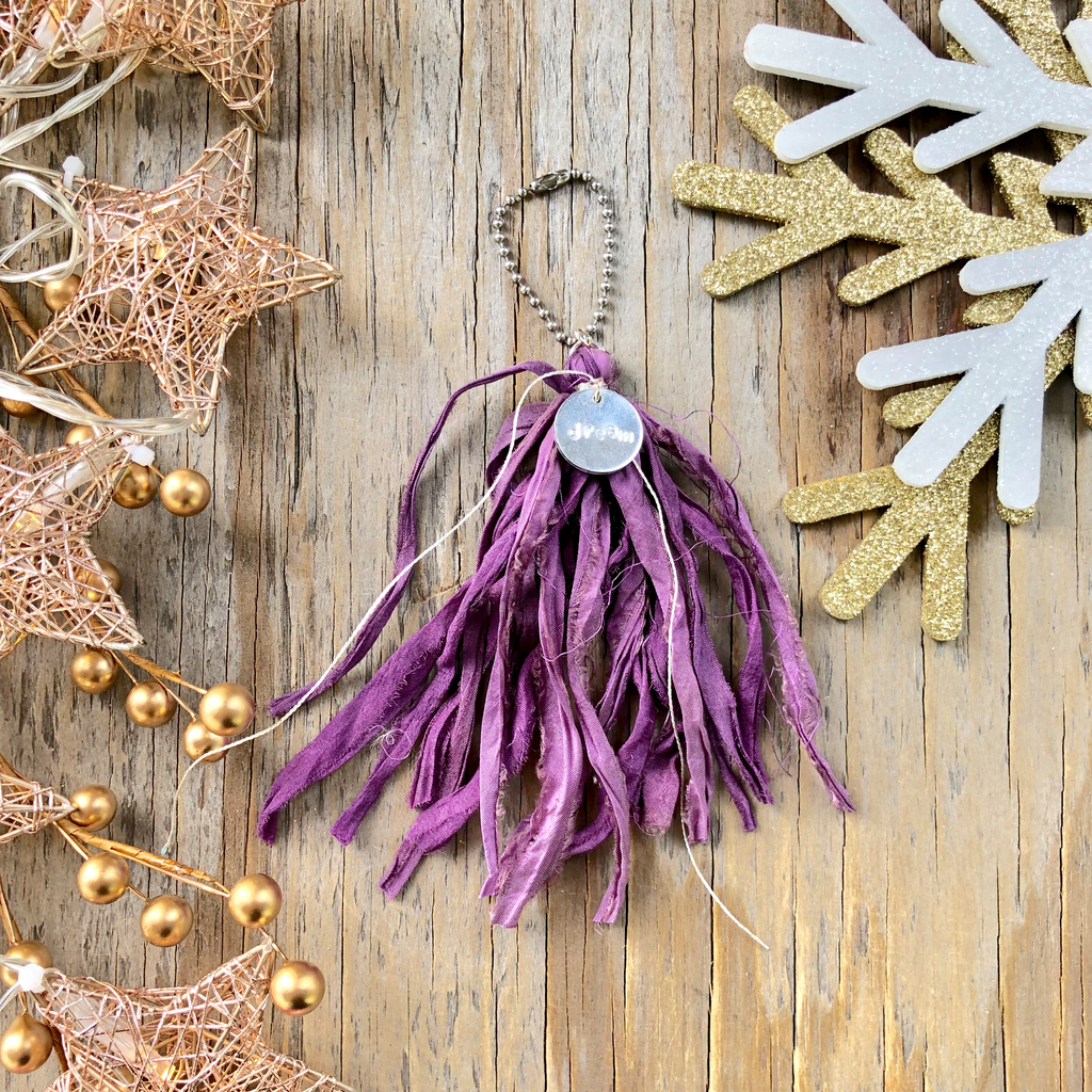 Bright Colored Sari Silk Keychains  NEW