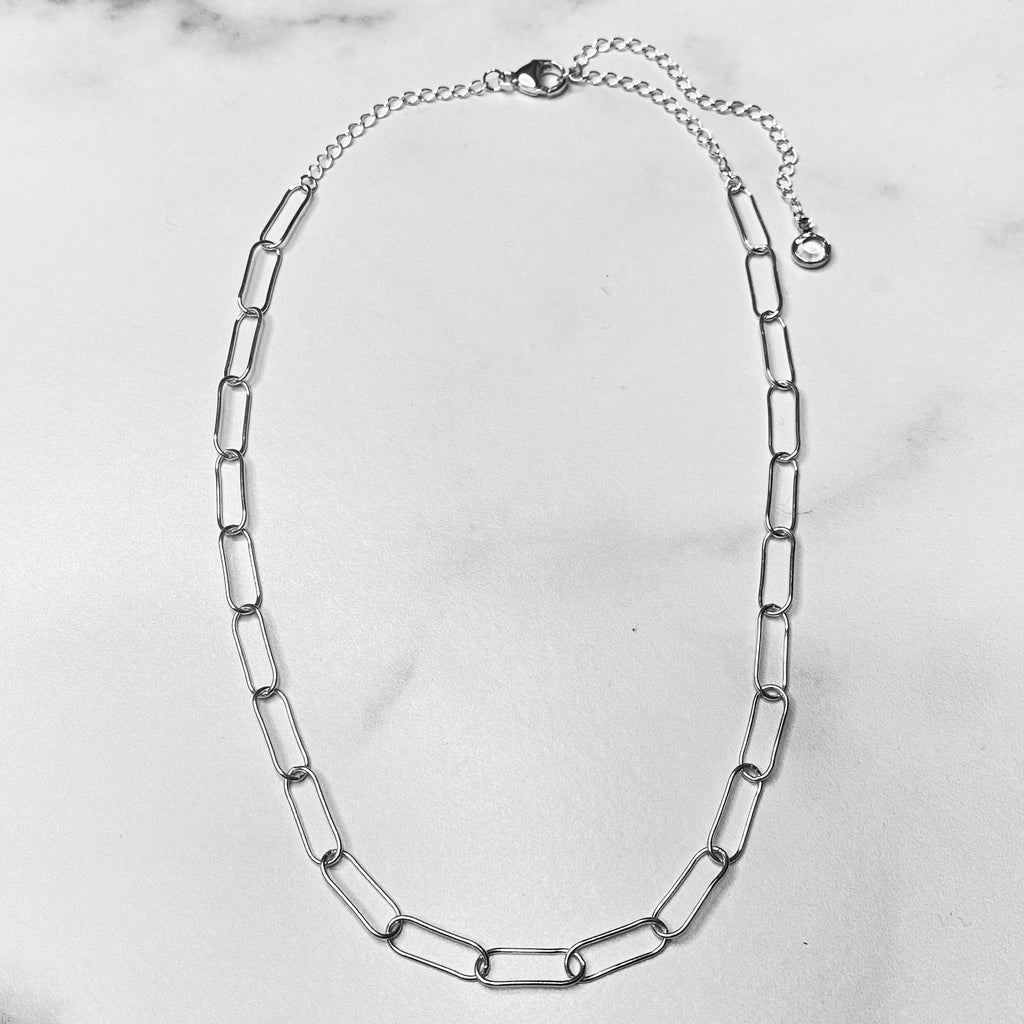 Sterling Silver Paper Clip Chain Choker  NEW