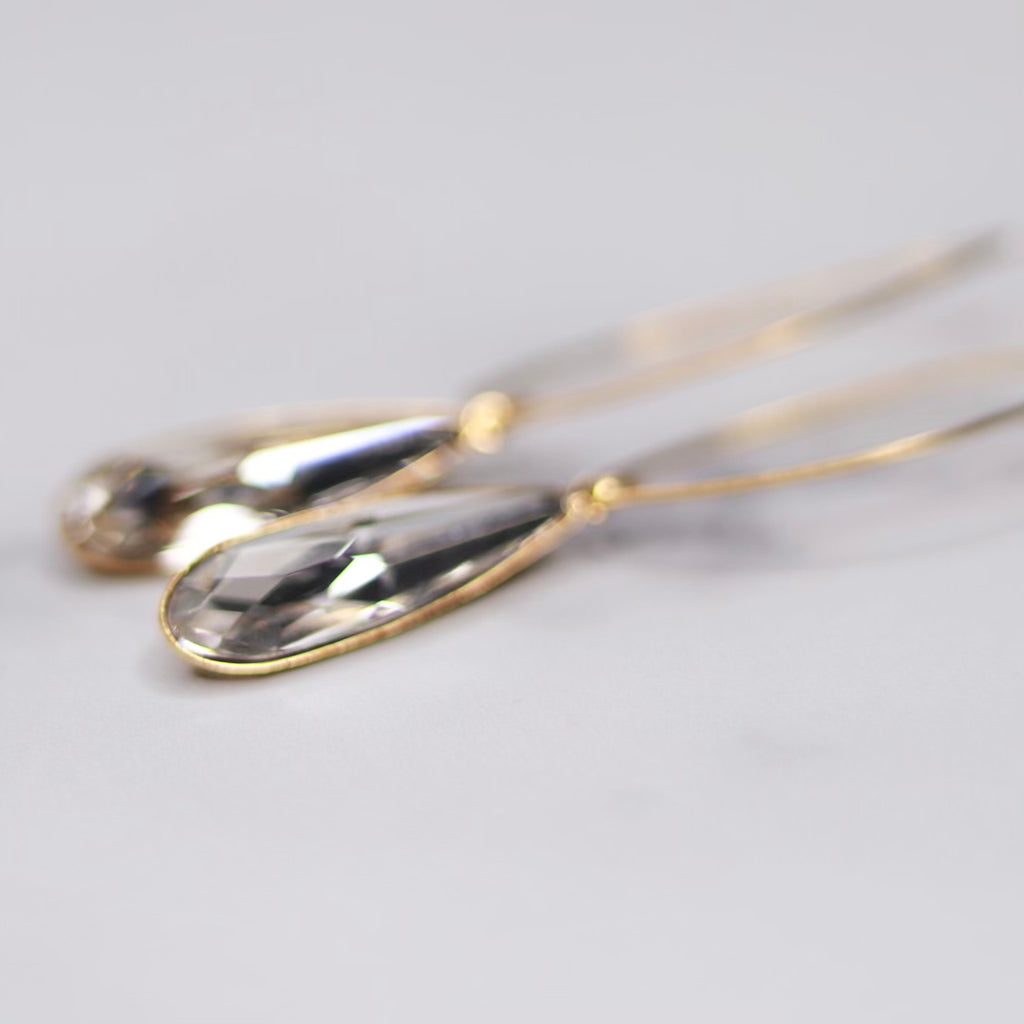 Swarovski Crystal Long Teardrop Pendant on Oval Earrings in Gold Filled or Sterling Silver  NEW
