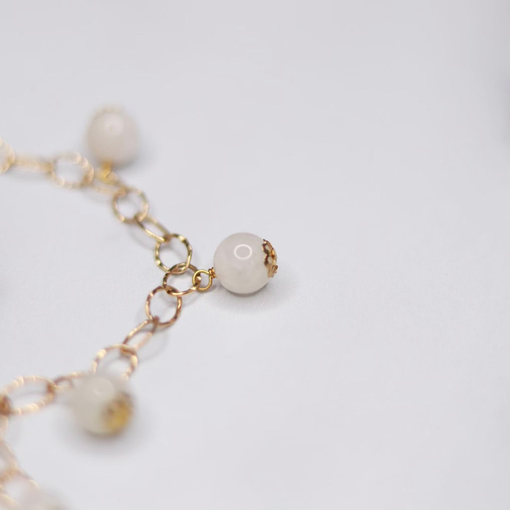 Round Moonstone Multi Drop Gold-Filled Bracelet  NEW