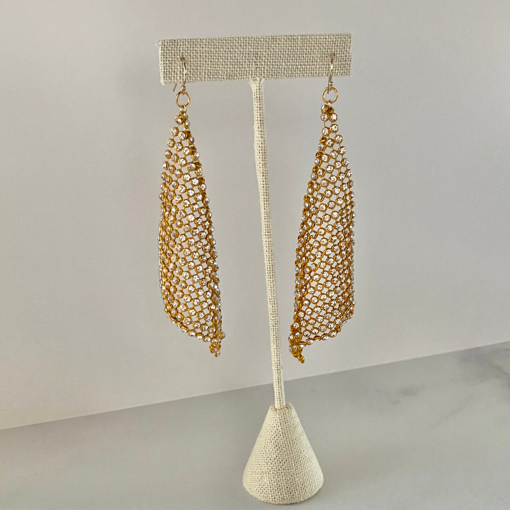 Drape Swarovski Crystal Dangle Earrings in Gold Filled or Sterling Silver  NEW
