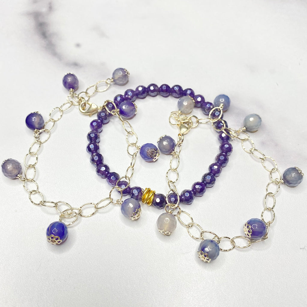 Purple Iolite Drop & Stretch Bracelet Bundle  NEW