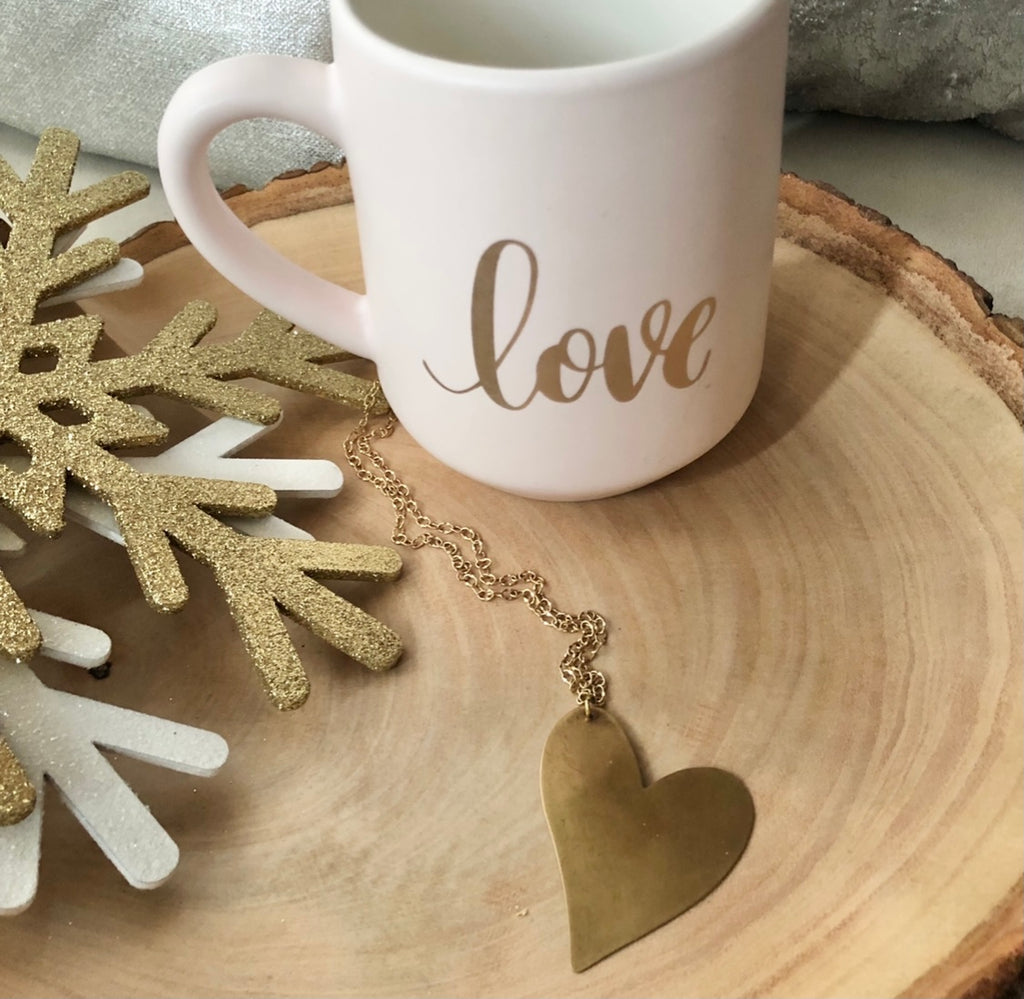 Gold Filled Hanging Heart Pendant Necklace    NEW