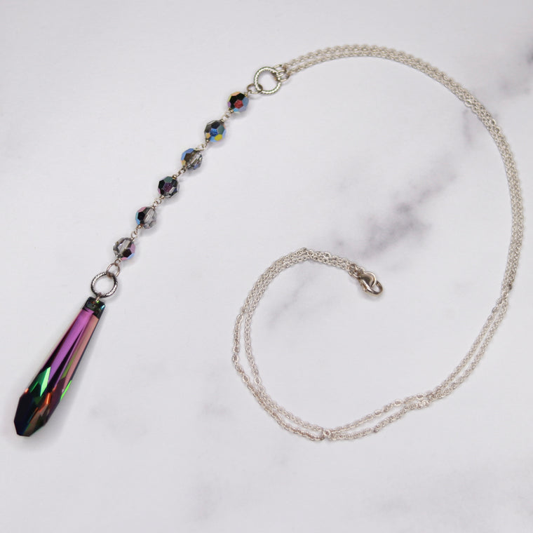 Sterling Silver Vitrial Swarovski Icicle Crystal Pendant & Vitrial Swarovski Rounds Necklace  NEW