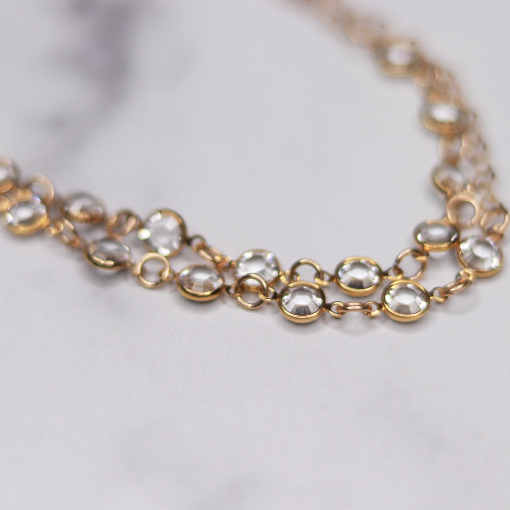 Clear Swarovski Crystal Medium Round Long Layering Necklace  NEW