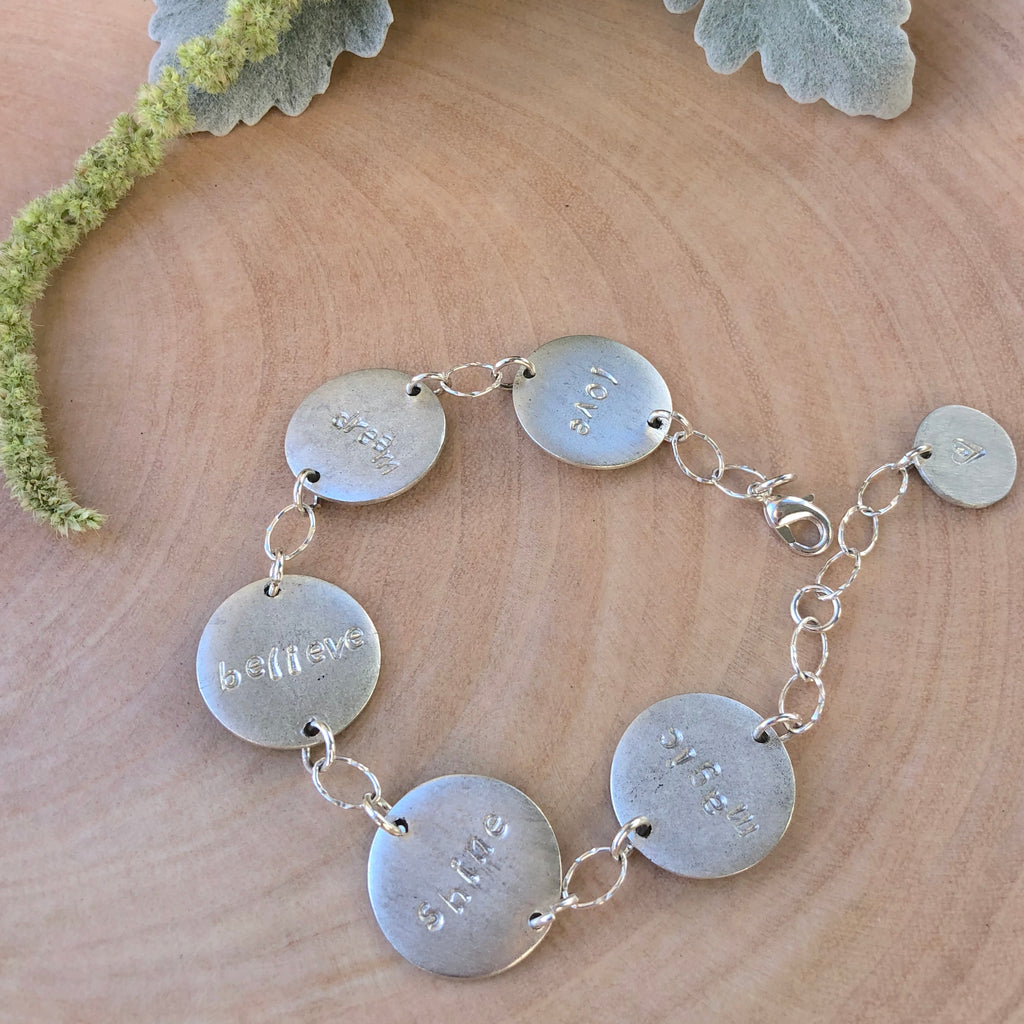 Sterling Silver Multi Link Inspirational Charm Bracelet NEW