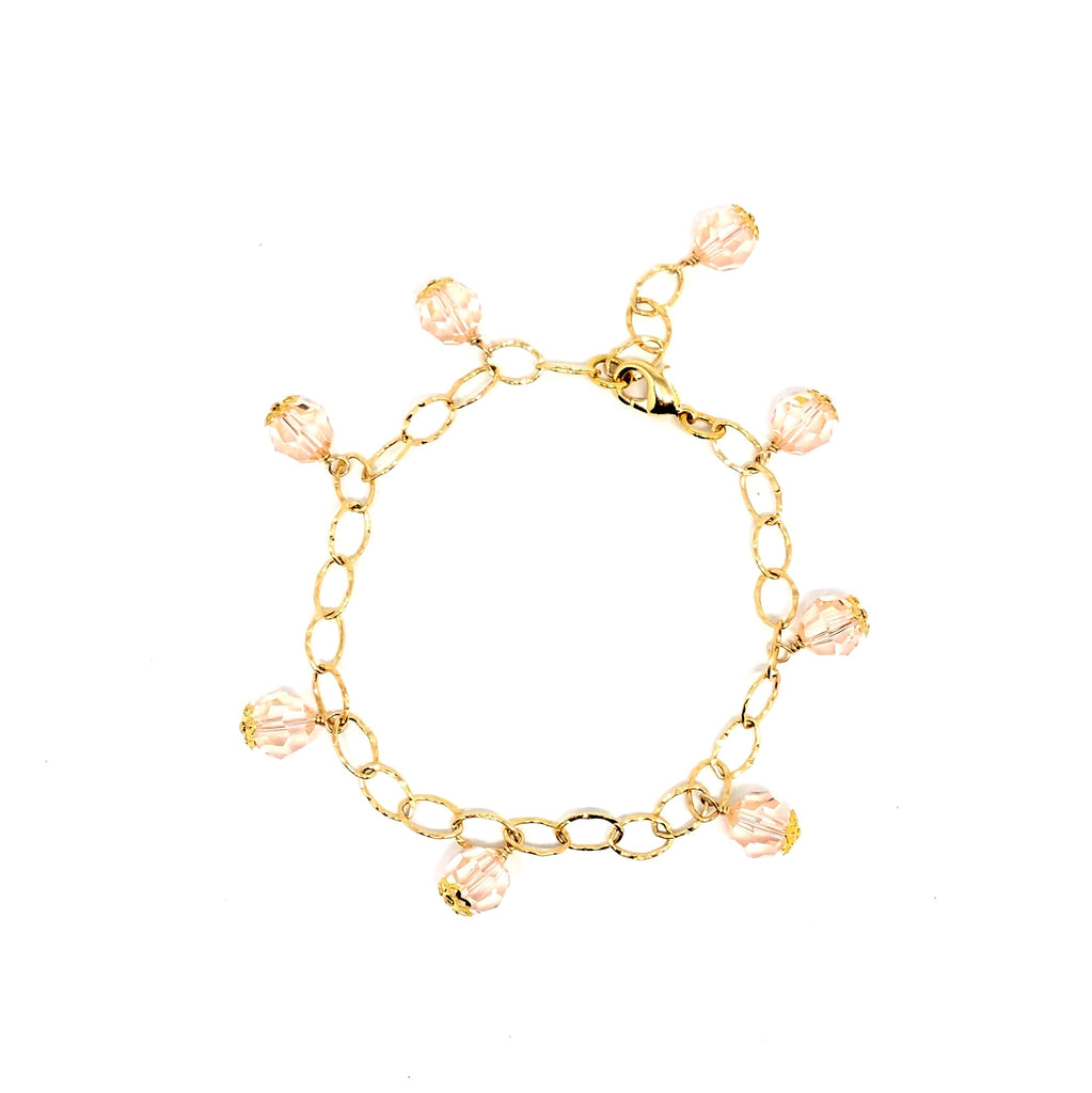 Gold Filled and Blush Swarovski Crystal Drop Bracelet NEW