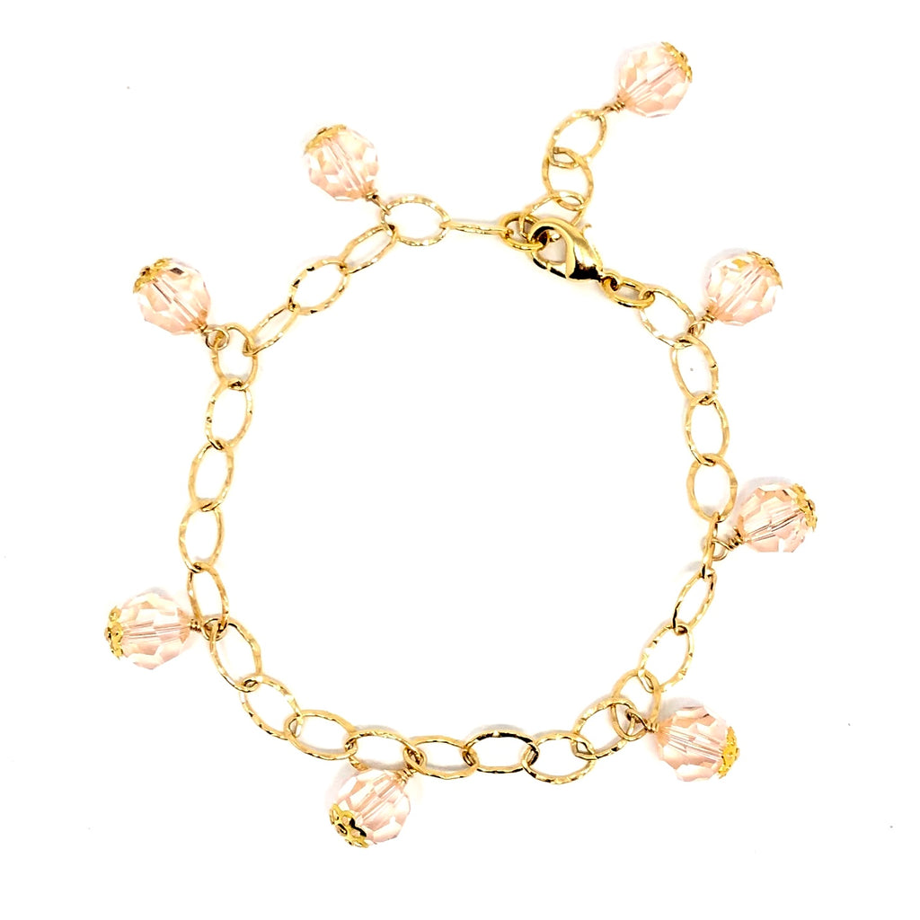 Gold Filled and Blush Swarovski Crystal Drop Bracelet NEW