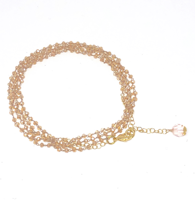 Blush Swarovski Crystal Multi-Wrap Bracelet/Necklace Combo (transparent) NEW