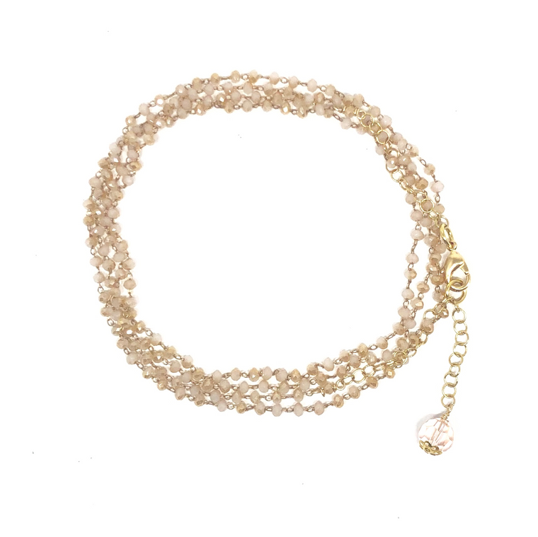 Blush Swarovski Crystal Multi-Wrap Bracelet/Necklace Combo (opaque) NEW