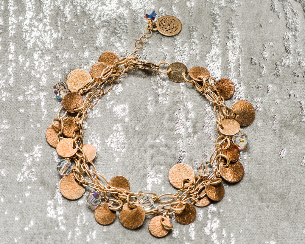 Tri-Strand Gold Mini Disc Bracelet
