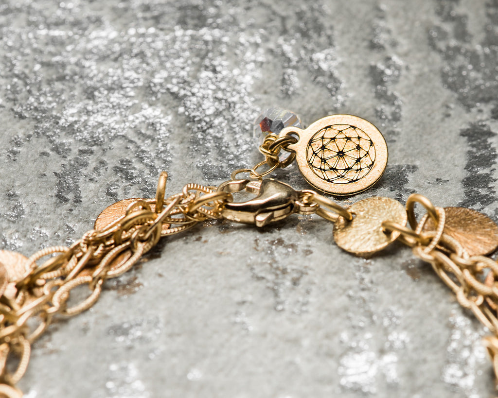 Tri-Strand Gold Mini Disc Bracelet
