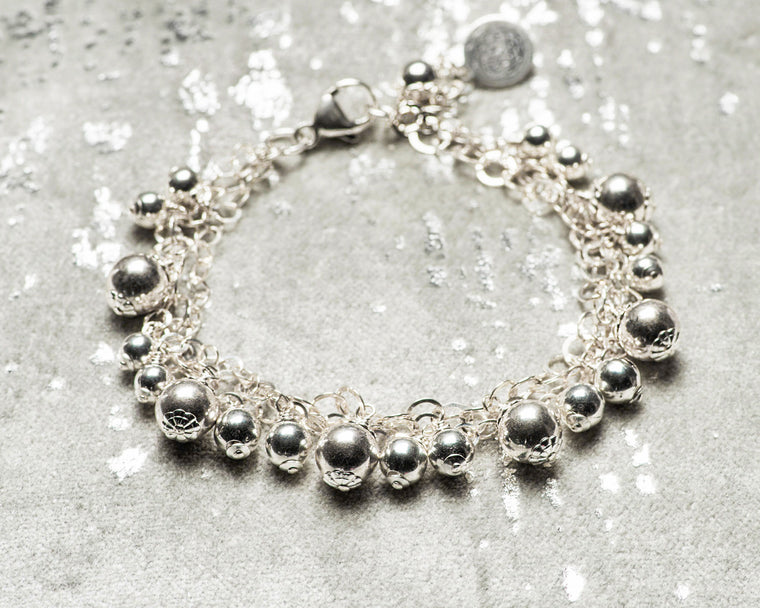 Tri-Strand Sterling Silver Mini Ball Bracelet
