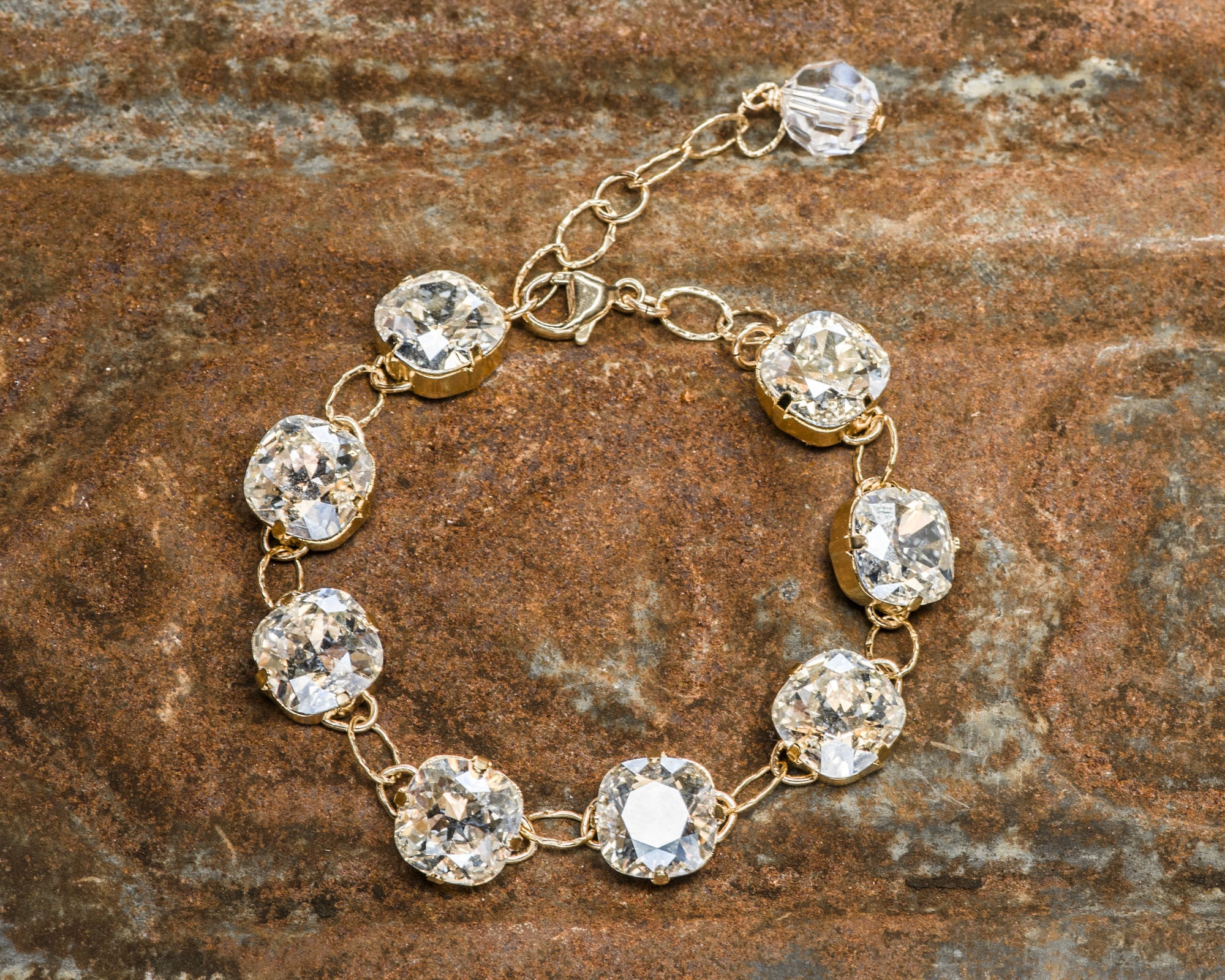 Life Bejeweled Gold Link Bracelet w/ Moonlight Swarovski Crystals -  LifeBejeweled