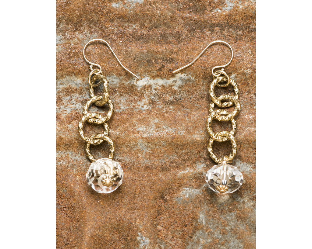 Gold Filled Etched Multi Loop Long Earrings