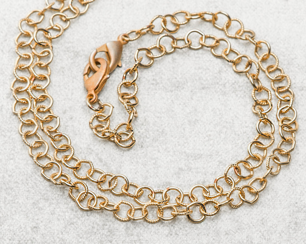 Life Bejeweled Medium Brushed Metal Disc and Swarovski Crystal Necklace Chain Detail
