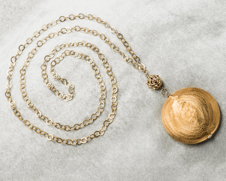 Life Bejeweled Medium Gold Vermeil Disc and Crystal Pave Ball Necklace