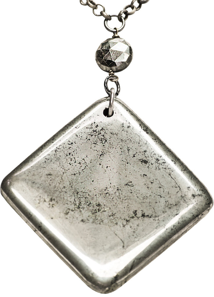 Life Bejeweled Pyrite Diamond Pendant Long Necklace