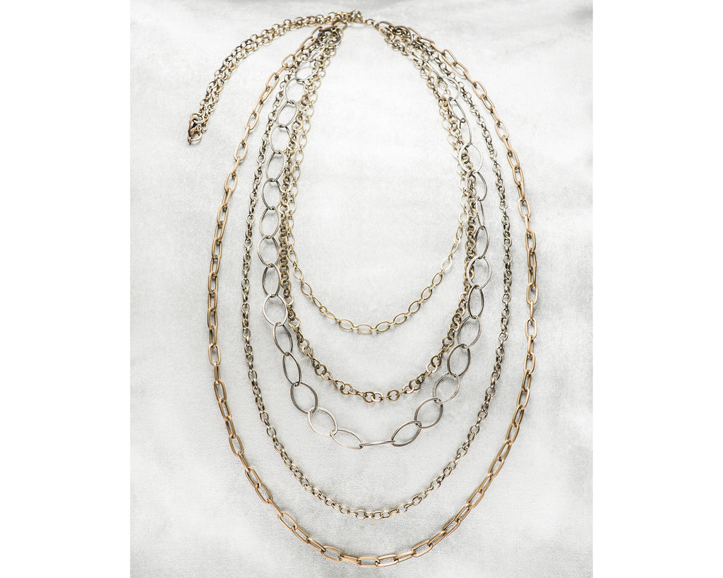 Life Bejeweled Antique Brass Multi Strand Layering Necklace
