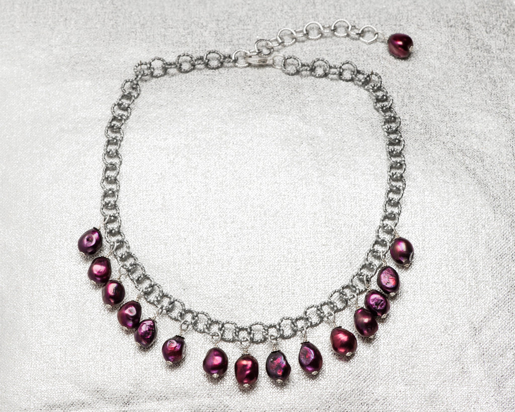 Life Bejeweled Multi-Drop Black Cherry Baroque Pearl Chunky Necklace