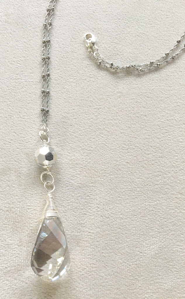 Long Pendant Swivel Swarovski Crystal Silver Shade