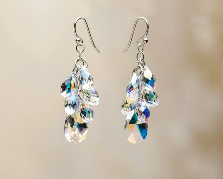 Crystal Pear Multi-Drop Earrings