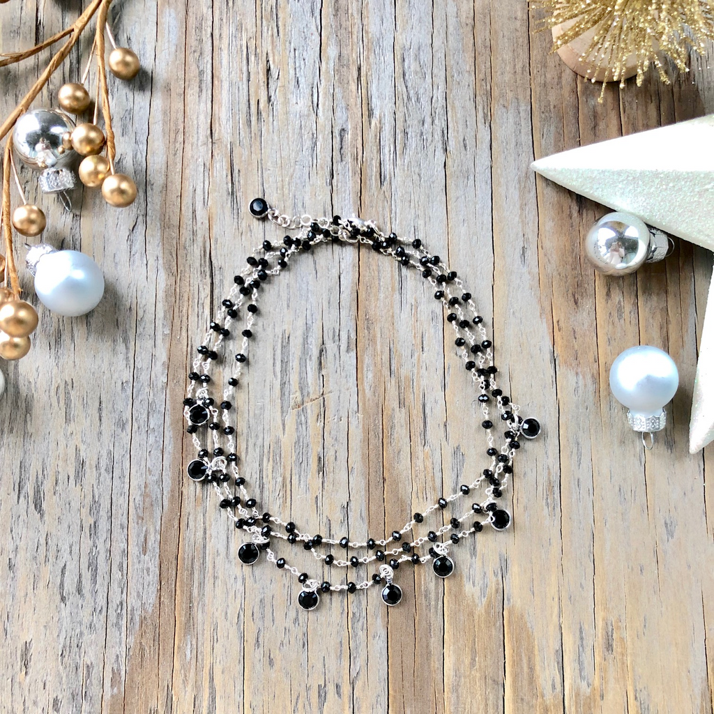 Multi-Wrap Bracelet/Necklace Combo With Crystal Drops NEW