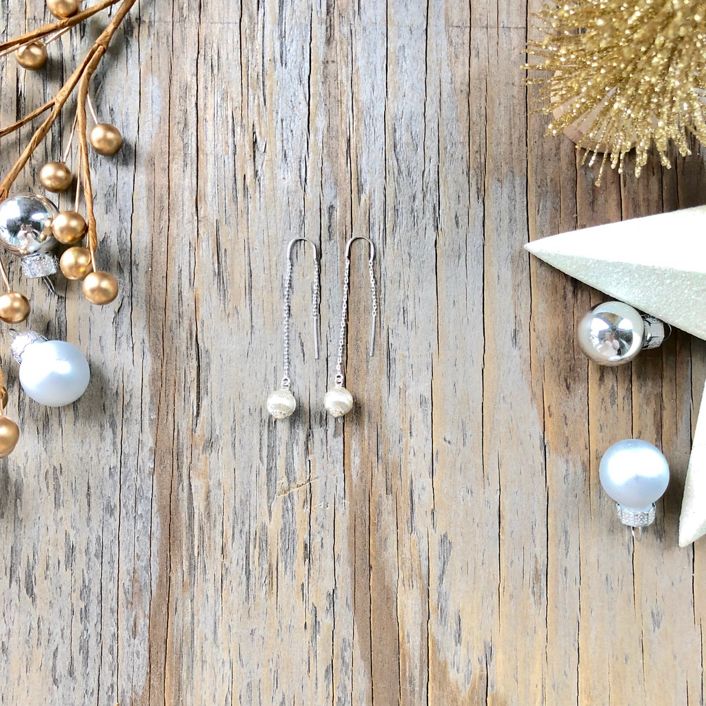 Etched Ball Long Drop Earrings  NEW