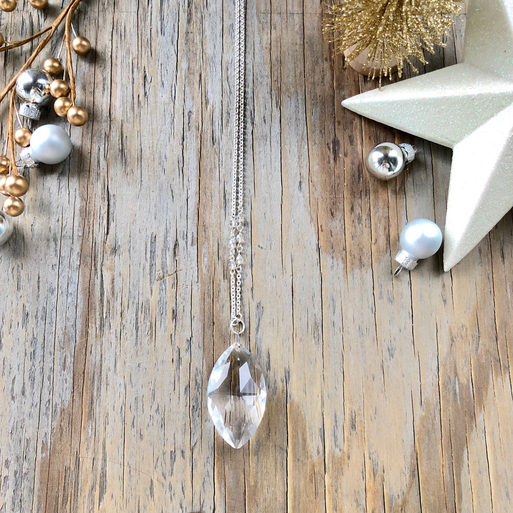 Crystal Long Drop Pendant Necklaces  NEW
