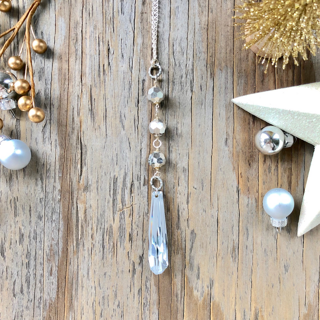 Crystal Long Drop Pendant Necklaces  NEW